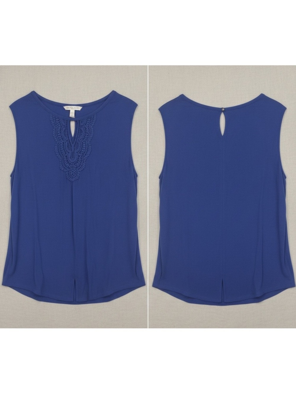 Grace Elements Women's Blue Lace Detail Sleeveless Blouse, New Without Tags